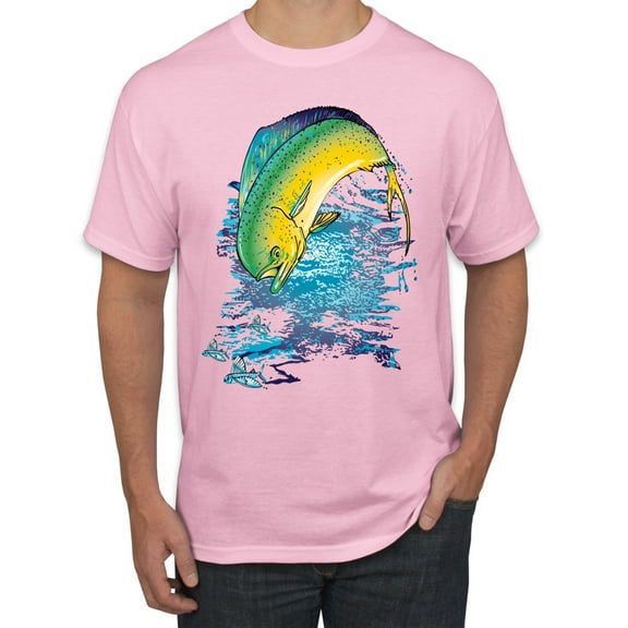 Mahi-Mahi Fish Catching Small Fish Animal Lover Men's Graphic T-Shirt, Light Pink, X-Large