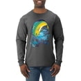 thumbnail image 1 of Mahi-Mahi Fish Catching Small Fish Animal Lover Mens Long Sleeve Shirt, Heather Black, X-Large, 1 of 3