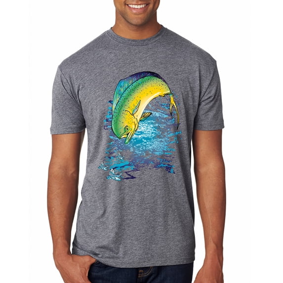 Mahi-Mahi Fish Catching Small Fish Animal Lover Mens Premium Tri Blend T-Shirt, Premium Heather, X-Large