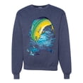 thumbnail image 1 of Mahi-Mahi Fish Catching Small Fish Animal Lover Unisex Crewneck Graphic Sweatshirt, Vintage Heather Navy, X-Large, 1 of 3