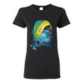 thumbnail image 1 of Mahi-Mahi Fish Catching Small Fish Animal Lover Womens Graphic T-Shirt, Black, Large, 1 of 3