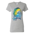 thumbnail image 1 of Mahi-Mahi Fish Catching Small Fish Animal Lover Womens Graphic T-Shirt, Heather Grey, Large, 1 of 3