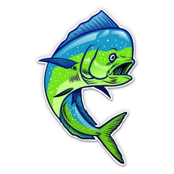 Mahi Mahi Fish Fishing Deep Sea - 5" Vinyl Sticker - For Car Laptop I-Pad - Waterproof Decal