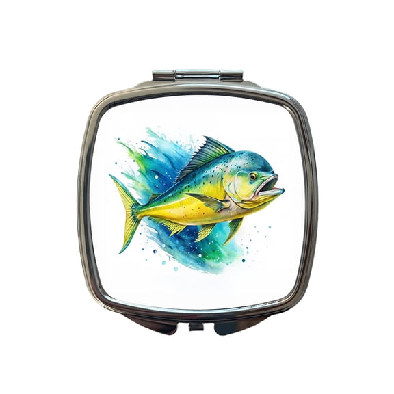 Mahi Mahi Fish Watercolor Travel Makeup Handbag Purse Small Pocket Compact Mirror
