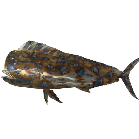 Mahi-Mahi fish laser cut steel wall mounted - Size: 26"L x 2"W x 14"H.