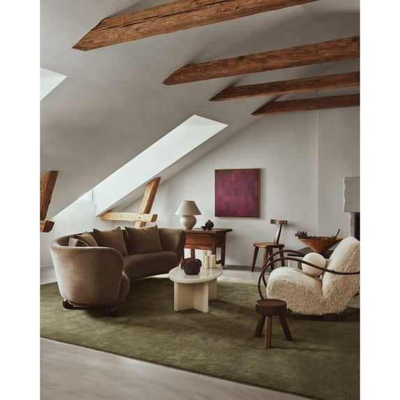 Mahi Rug Grand Moss New Zealand Wool Plain Hand-Tuffted Carpets Area Rugs for Living Room, Bedroom, Any Room and Hallway (7X10 ft)