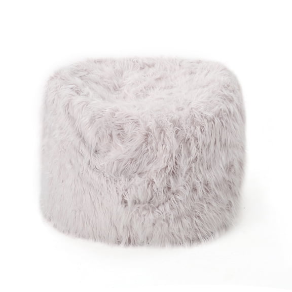 Mahin 5ft Rounded Faux Fur Bean Bag Chair in Lavender - Plush, Cozy, Foam Filled for Ultimate Comfort & Easy Washable Covers - Modern Living Room & Bedroom Furniture, Made in USA