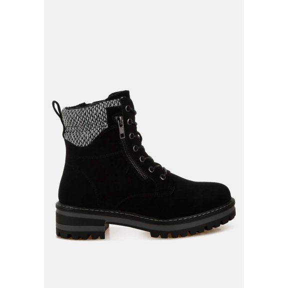 Mahisha Knitted Collar Zip-Up Hiker Boots