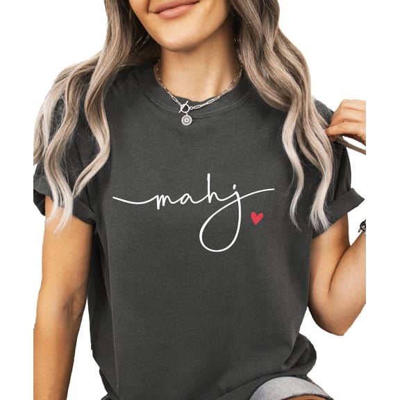 Mahj Script Shirt for Women Cute Mahjong Player Graphic Tee Mah Jongg Tile Game Lover Gift Pepper 2XL