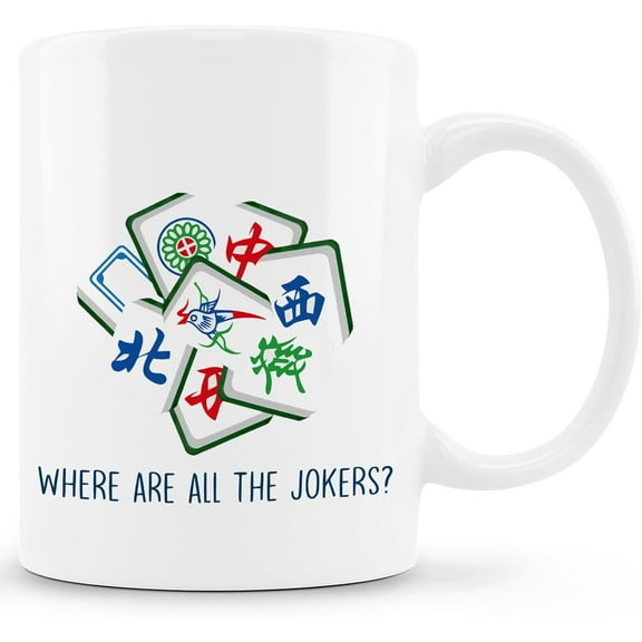 Mahjong Accessories Mug, Mahjong Gifts for Women Coffee Cup Ceramic, Gifts for Mah Jong Players Lovers, Mahjong Themed Gift Ceramic Coffee Tea Mug 11 oz