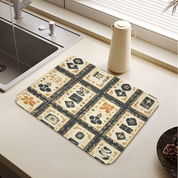 Mahjong Background Drying Mat Diatomaceous Earth Super Absorbent Slip Rubber Sole Heat Resistant 230 Degrees Fahrenheit 23.619.7in