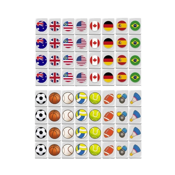 Mahjong Block Set, 65 Tiles Seasideescape Game Blocks, Portable Travel Mahj- Tiles, National Flag Mahjong Tile Set, For Travel Picnic Spring Gathering