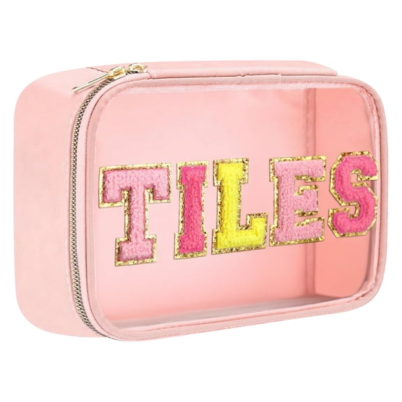 Mahjong Card Bag,Empty Mahjong Tile Bag American PVC Clear Mahjong Case Size 166 Waterproof Zippered Storage Tile Holder Rack Bag for Game Lover Gift Travel,Case Only,Pink 2