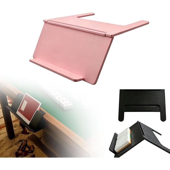 Mahjong Card Holder for Table Edge, Personalized Under-Mat Slide-in Stand, Clip-On Mahjong Card Stand, Angled Viewing Rack, Space Saving Foldable Design, Mahjong Table Accessory (Pink, 1 Piece)