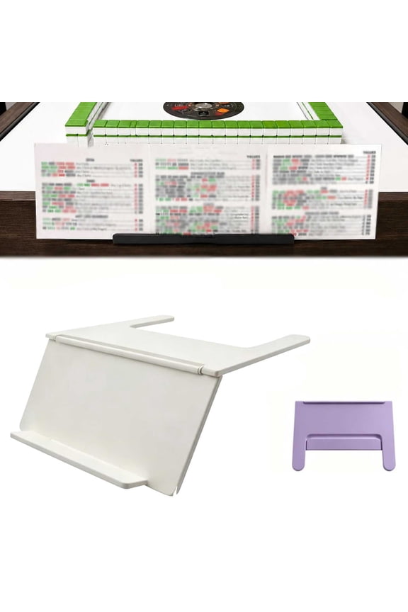 Mahjong Card Holder – Under-Mat Slide-in Stand – Angled Viewing Rack – Mahjong Card Holder for Table-Space-Saving 3D-Printed Table Accessory – Foldable Design for American Mahjong (White)