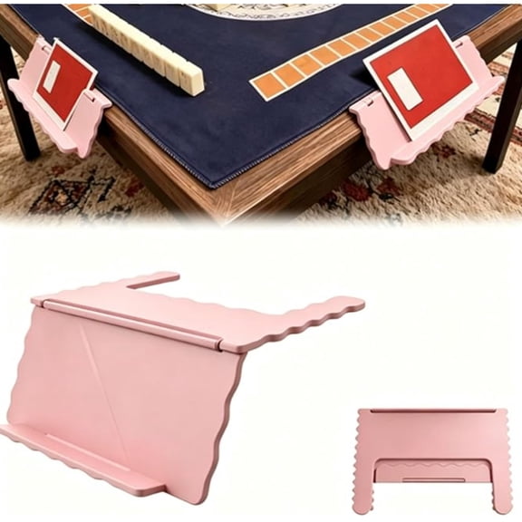 Mahjong Card Holder – Under-Mat Slide-in Stand – Angled Viewing Rack – Mahjong Card Holder for Table - Space-Saving 3D-Printed Table Accessory – Foldable Design for American Mahjong (Pink)