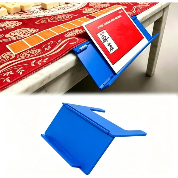 Mahjong Card Holder, Under-Mat Slide-in Stand Angled Viewing Rack, Mahjong Card Holder for Table, Space-Saving 3D-Printed Table Accessory, Foldable Design for American Mahjong (Blue-1PC)