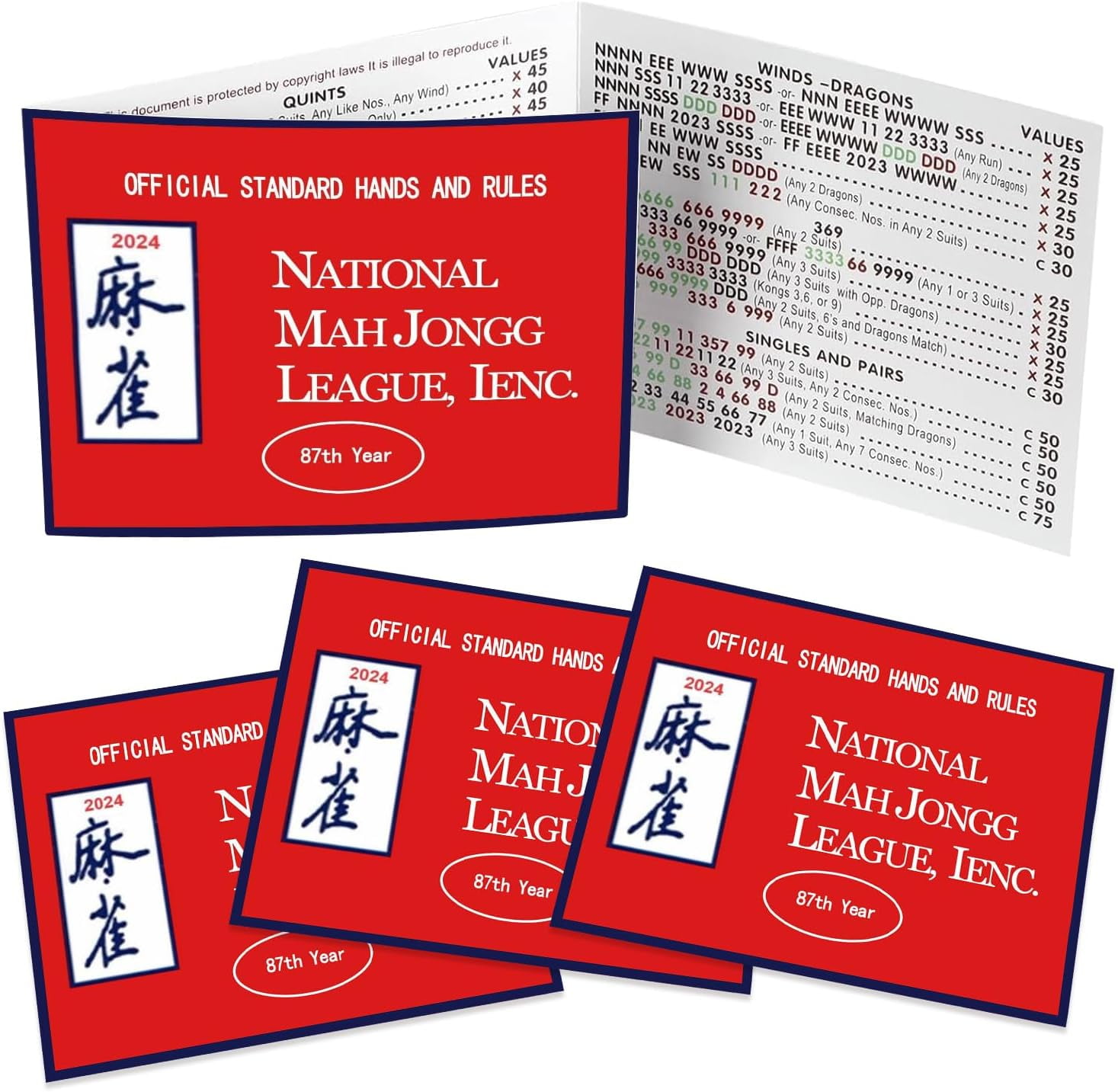Mahjong Cards 2024, 4PCS 2024 Mahjong Card Official Large Print
