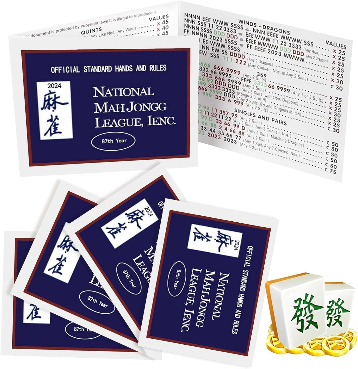 Mahjong Cards 2024 4Pcs Mah Jongg Cards Official Standard Hands