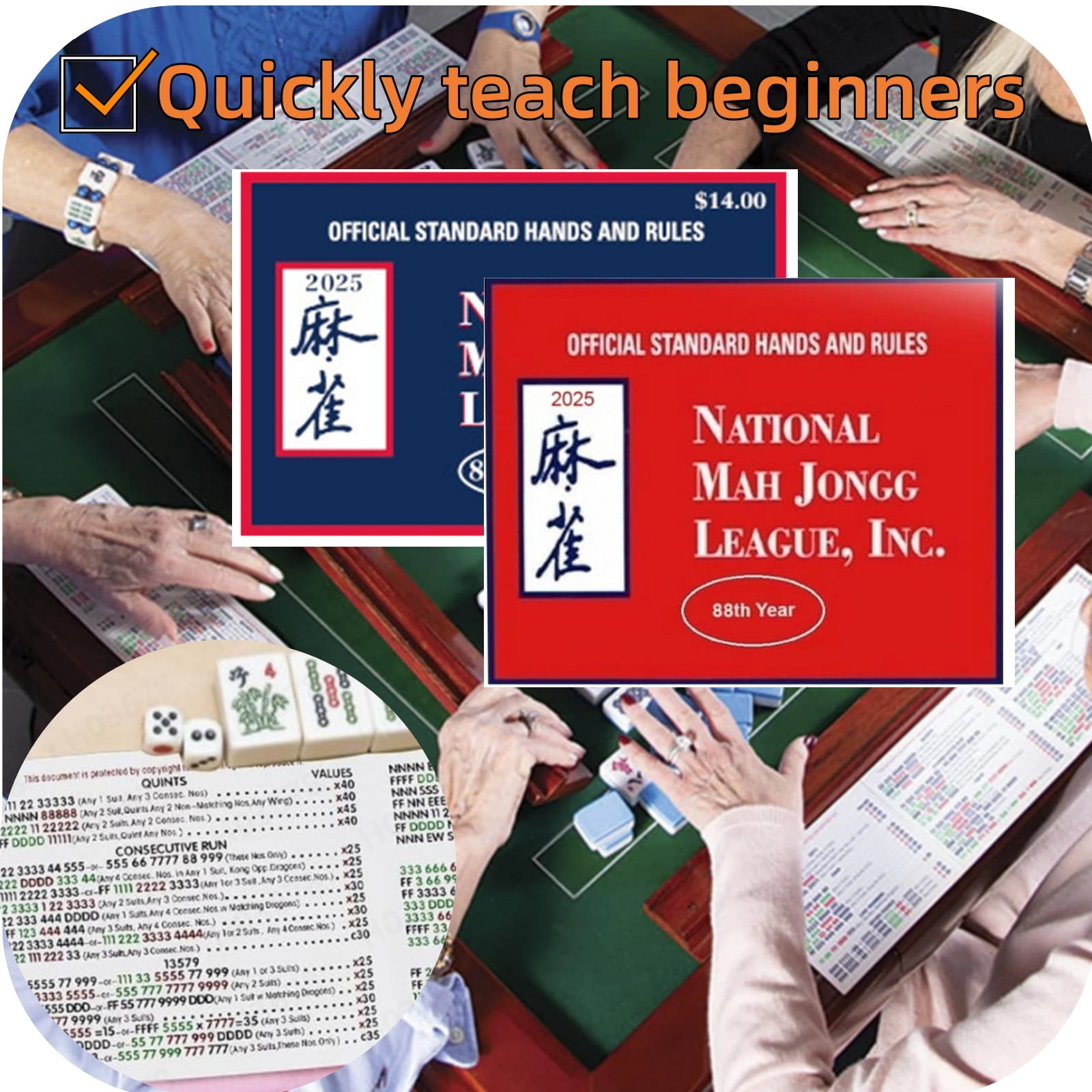 Mahjong Cards 2025, Medium Size Mah jongg Cards 2025 Standard Hands and