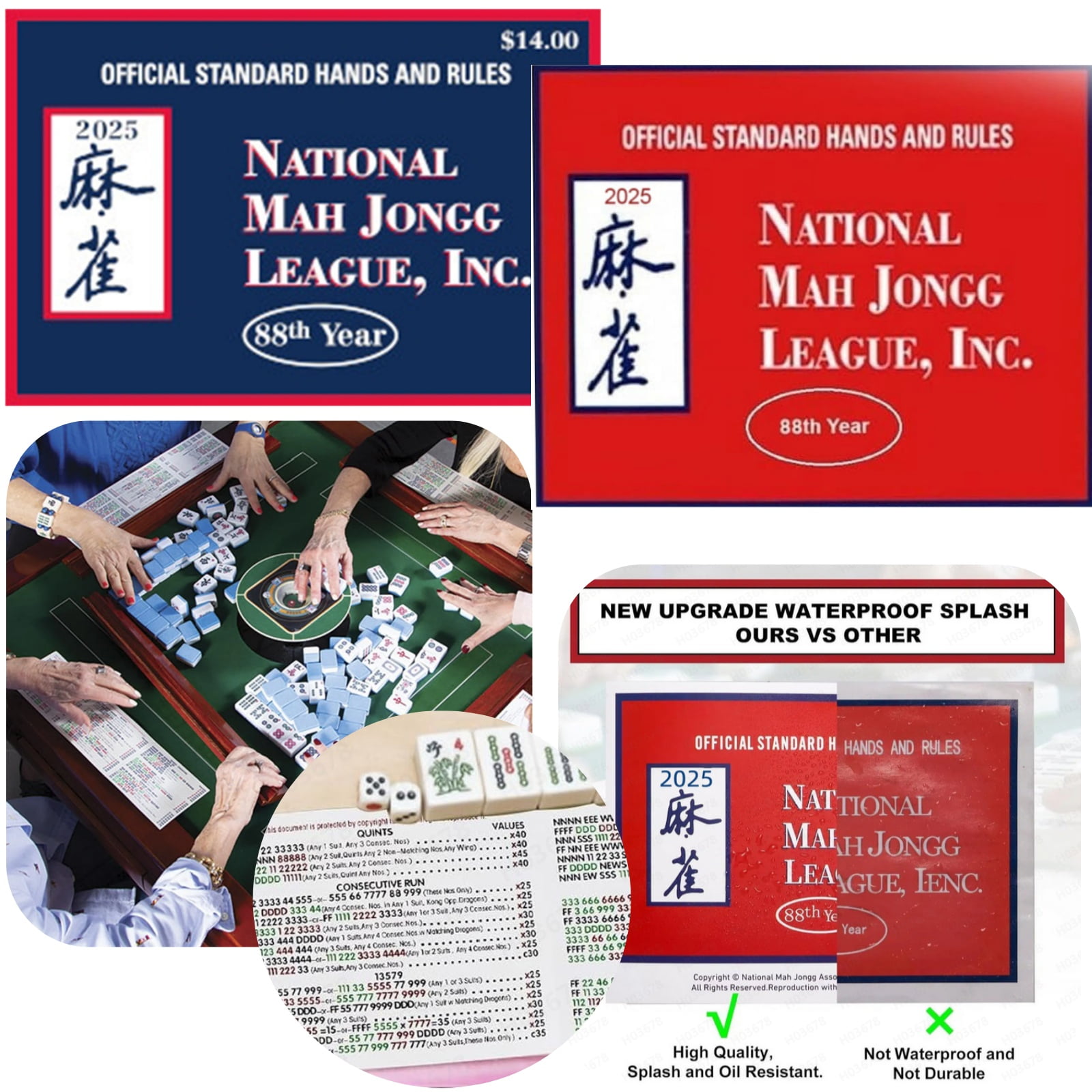 Mahjong Cards 2025, Medium Size Mah jongg Cards 2025 Standard Hands and