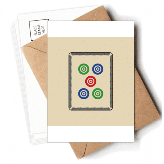 Mahjong Circle Dots 5 Tile Pattern Postcards Envelopes Blank Note Cards Mailing