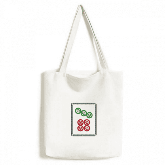 Mahjong Circle Dots 7 Tile Pattern Tote Canvas Bag Shopping Satchel Casual Handbag