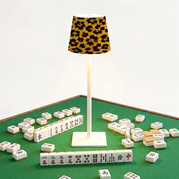 Mahjong Cordless Table Lamp Leopard print Animal skin leopard cheetah panther LED Desk Lamps Rechargeable 3 Color Dimming Outdoor for Mah Jong Table Nightstand Living Room Gift