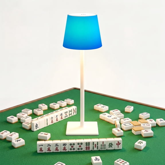 Mahjong Cordless Table Lamp blue gradient soft LED Desk Lamps Rechargeable 3 Color Dimming Outdoor for Mah Jong Table Nightstand Living Room Gift