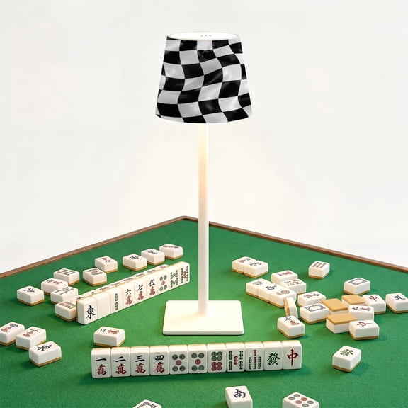 Mahjong Cordless Table Lamp flag gray white LED Desk Lamps Rechargeable 3 Color Dimming Outdoor for Mah Jong Table Nightstand Living Room Gift
