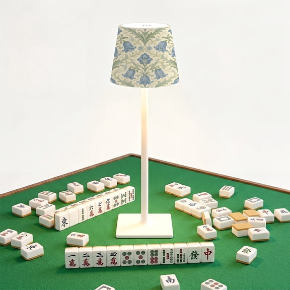 Mahjong Cordless Table Lamp floral flower indian bohemian LED Desk Lamps Rechargeable 3 Color Dimming Outdoor for Mah Jong Table Nightstand Living Room Gift