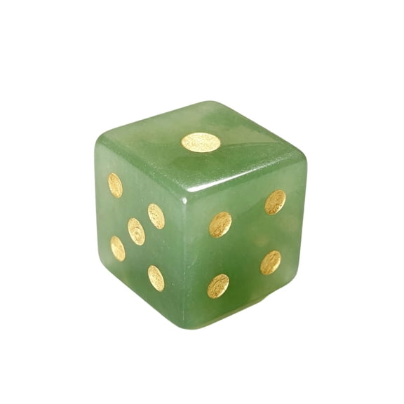 Mahjong Dice,D6 Dice,Natural Crystal Mahjong Dice Set, 6 Sided Substantial Weight Decorative Gemstone Dice, Perfect Mahjong Hostess Gift(Green A 0.6IN)