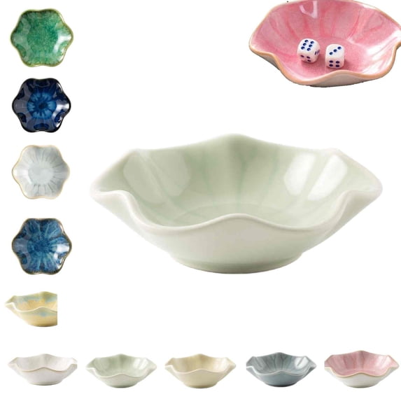 Mahjong Dice Dish for American Game Tables- Ceramic Tile & Chip Tray for Game Night, Trinket Tray with Tile Holder for Coins, Markers, Jewelry, Accessories & Decor (Army Green)