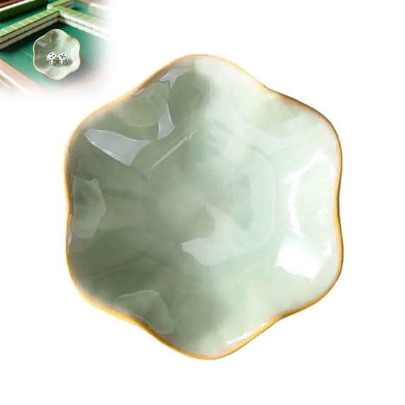 Mahjong Dice Dish for American Game Tables- Ceramic Tile & Chip Tray for Game Night, Trinket Tray with Tile Holder for Coins, Markers, Jewelry, Accessories & Decor