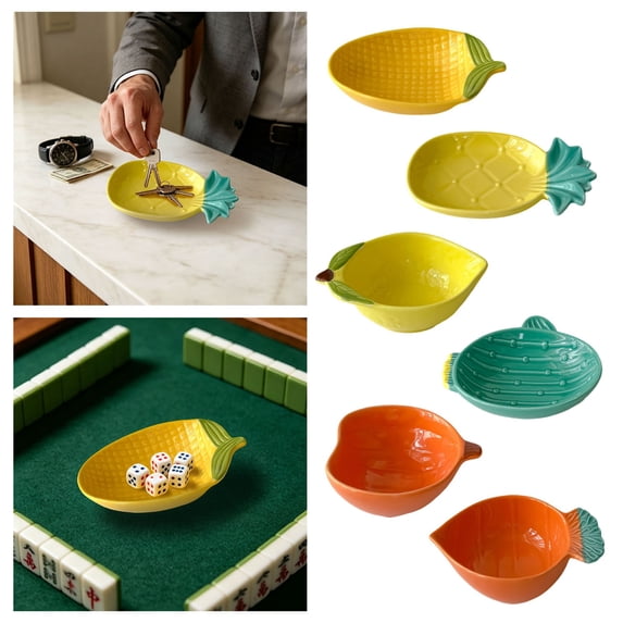 Mahjong Dice Dish,Ceramic Jewelry Dish,Dice & Chip Tray for Game Night,Small Accessory Holder for Coins, Markers,Jewelry,Desk,or Tabletop Organizer