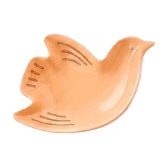 Mahjong Dice Dish for Game Tables, Ceramic Tile-Inspired Bird Trinket Tray with Chip Holder for Coins Markers Jewelry, Decorative Game Night Accessory for Home and Office Decor, Orange