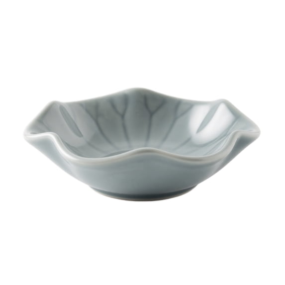 Mahjong Dice Dish Porcelain Lotus Flower Sculpted Piece Fluted Decorative Sculpted Piece for Game Night Table Use Housewarming Gift Light Gray Fluted Edge 1 Pack