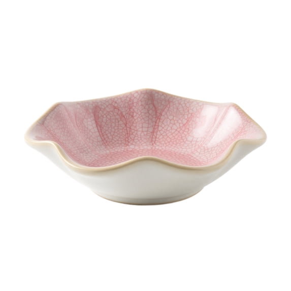Mahjong Dice Dish Porcelain Lotus Flower Sculpted Piece Fluted Decorative Serving Sculpted Piece for Game Night, Housewarming Gift, Pink Crackle Glaze Finish, 1 Pack
