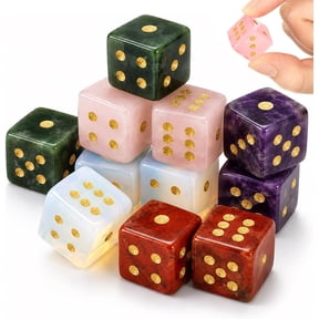 Mahjong Dice Set, 10 PCS 17mm Crystal D6 Dice Set, Polished Stone Style Mahjong Sieve Accessories for Tabletop Game, Board Games, Casino Party, Craps
