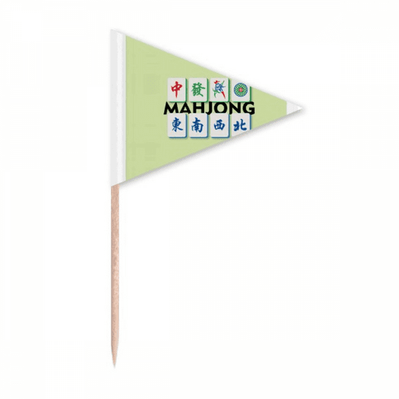 Mahjong Face Rich Pheasant Toothpick Triangle Cupcake Toppers Flag