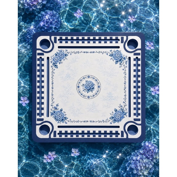 Floating Mahjong Table, Double-Sided Game Board, Hydrangea theme design by Mad About Mahj