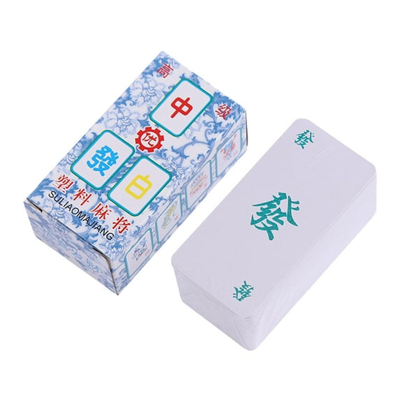 Mahjong Game Chinese Mahjong Blue and White Porcelain Chinese Mahjong Traditional Chinese Mahjong for Party Playing Supplies