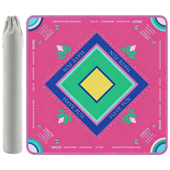 Mahjong Game Table Mat, Thickened Non-slip Rubber, 1 Piece Pink, Noise Reduction Wear-resistant for Home Game Night