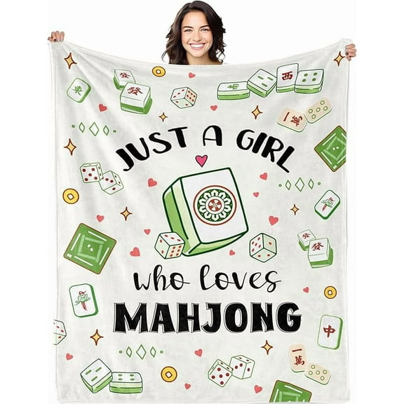 Mahjong Gifts for Women, Mahjong Blanket 50"X60", Unique Mahjong Themed Gifts Ideas, Mah Jongg Accessories Throw