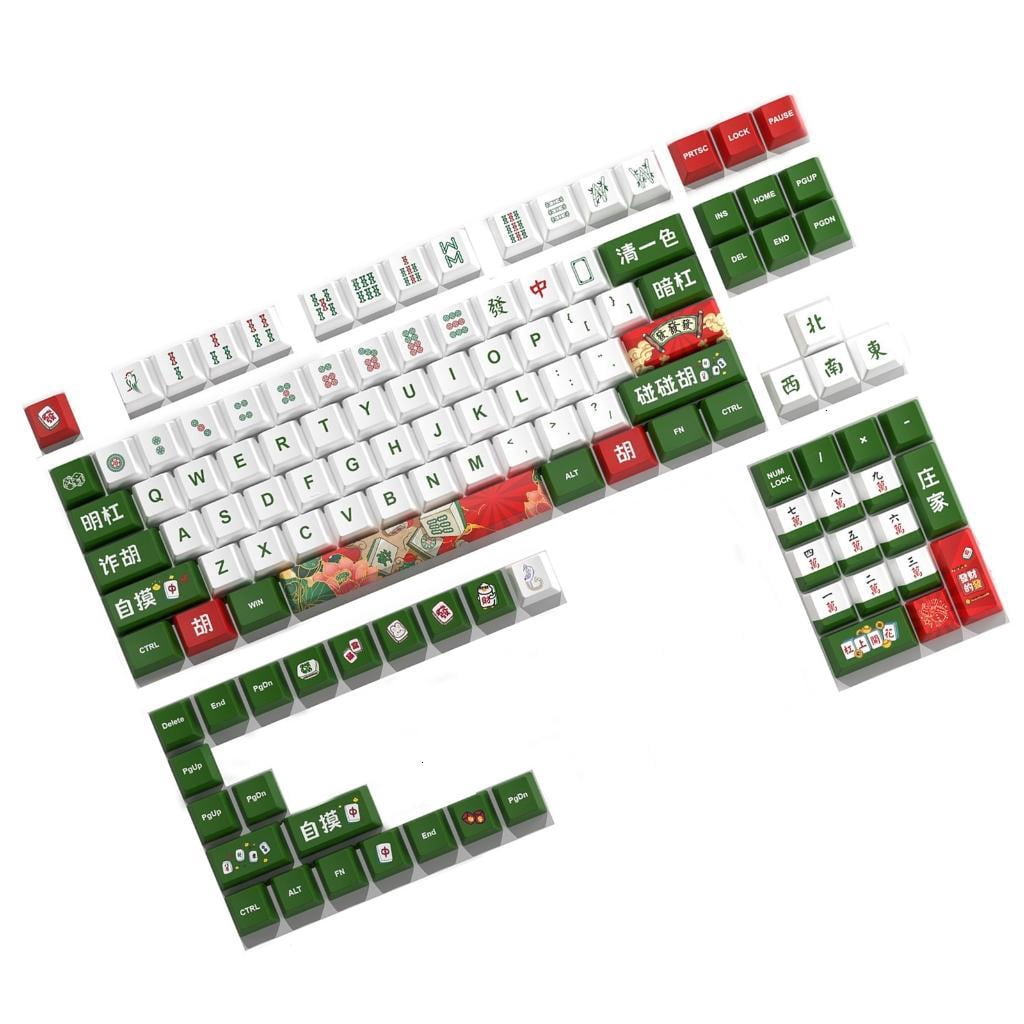 Mahjong Keycaps Original Height Square Keycap Heat Sublimated for Mechanical Keyboard Switches Keycaps Replacement