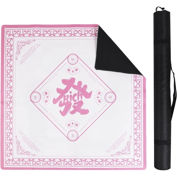Mahjong Mat 31.5*31.5 Inches Pink Mahjong Mat for Table Multi Purpose Game Table Cover for Poker, Card, Board Games