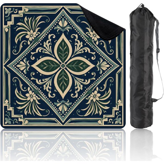 Mahjong Mat 31.5" Non-Slip Noise-Reducing Floral Game Pad