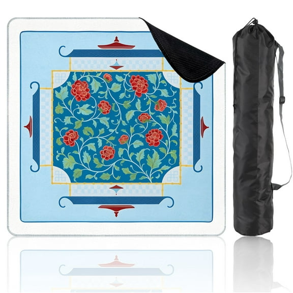 Mahjong Mat 31.5" x 31.5" Abstract Geometric Bold Shapes Vibrant Colors Non-Slip Noise Reduction Mahjong Tiles Table Cover for Dominoes Poker Card Board and Tile Games