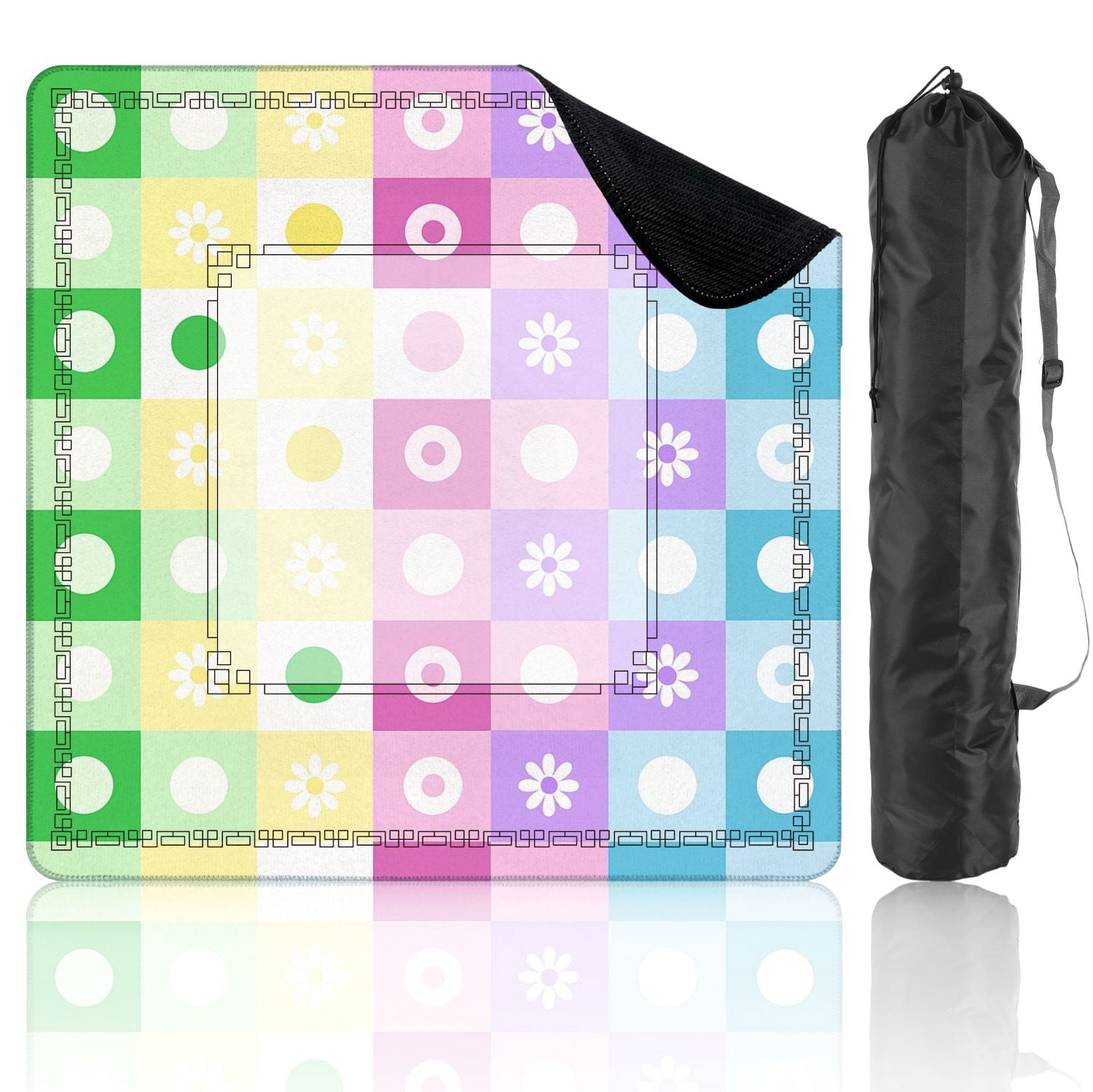 Mahjong Mat 31.5" x 31.5" Abstract Geometric Vibrant Colors Modern Minimalist Style Non-Slip Noise Reduction American Mahjong Tiles Table Cover for Dominoes Poker Card Board Games Gift
