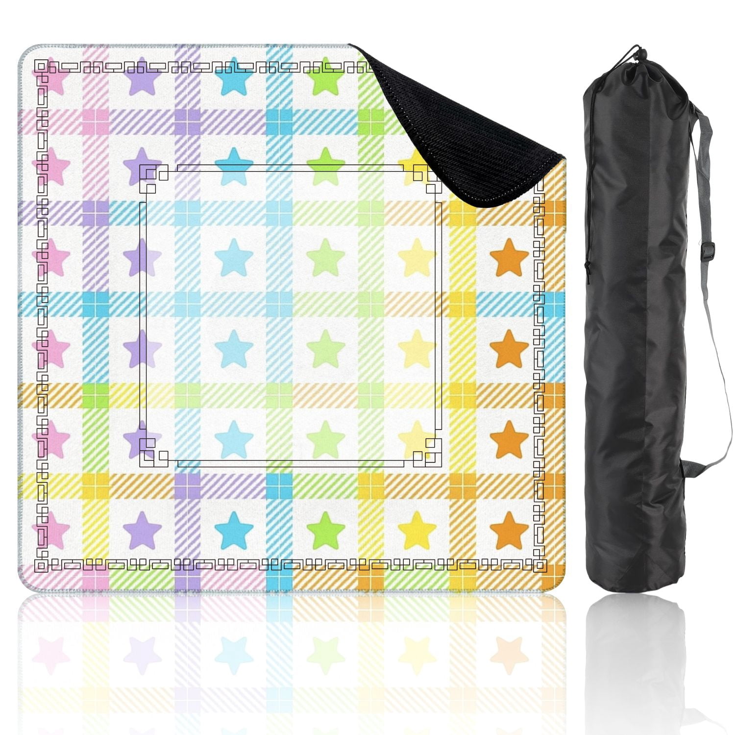 Mahjong Mat 31.5" x 31.5" Abstract Geometric Vibrant Gradient Colors Modern Design Non-Slip Noise Reduction American Mahjong Tiles Table Cover for Dominoes Poker Card Board Games Gift